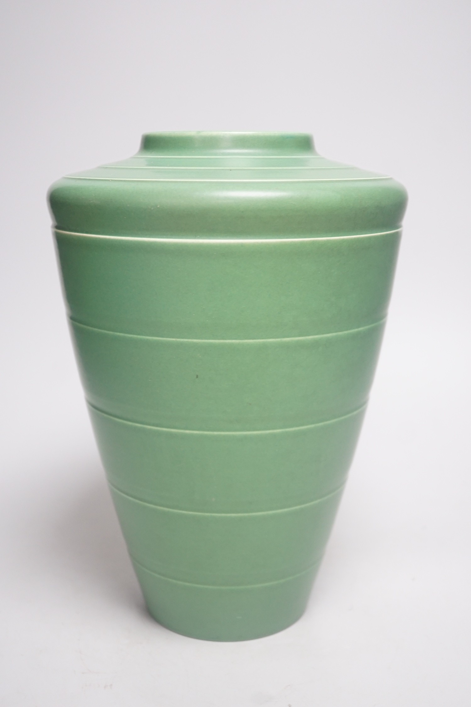A Keith Murray for Wedgwood green monochromed shoulder vase, 28cm